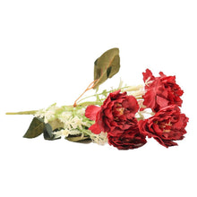 Load image into Gallery viewer, Artificial Flower - Peony Bouquet, Ruby Red, 1 Sprig
