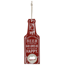 Load image into Gallery viewer, Bottle Opener God Loves Us, 20x7x5cm - Red
