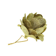 Load image into Gallery viewer, Christmas Decoration - Hanging Glitter Flowers, Gold, 23Cmx6Cmx6Cm, 4Pcs
